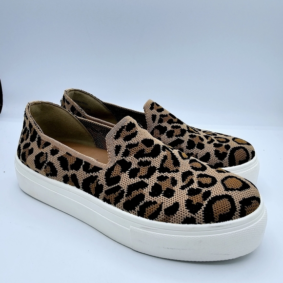 Steve Madden Mailer Knit Leopard Print Slip On Platform Shoes - Picture 1 of 10